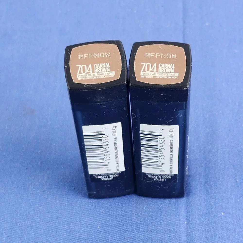 2 PK MAYBELLINE COLOR SENSATIONAL LIPSTICK No. 704 CARNAL BROWN POWDER MATTE~NEW